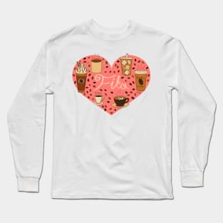 Fika Coffee Heart - Coffee Lovers Heart Long Sleeve T-Shirt